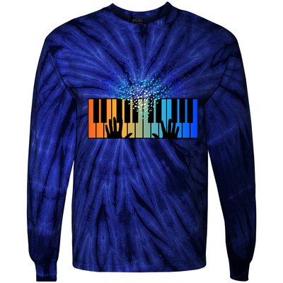 Keyboard Piano Player Funny Musician Keyboardist Gag Tie-Dye Long Sleeve Shirt