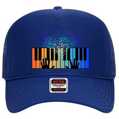 Keyboard Piano Player Funny Musician Keyboardist Gag High Crown Mesh Back Trucker Hat