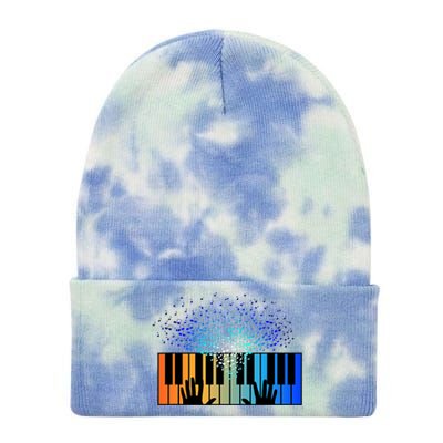 Keyboard Piano Player Funny Musician Keyboardist Gag Tie Dye 12in Knit Beanie