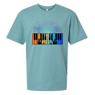 Keyboard Piano Player Funny Musician Keyboardist Gag Sueded Cloud Jersey T-Shirt