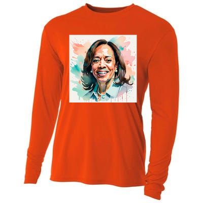 Kamala Pastel Portrait Kamala Harrits Art Kamala Harris Cooling Performance Long Sleeve Crew