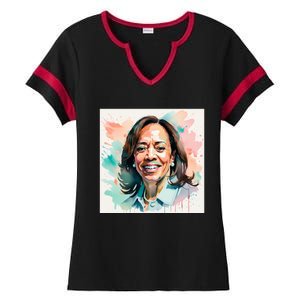 Kamala Pastel Portrait Kamala Harrits Art Kamala Harris Ladies Halftime Notch Neck Tee