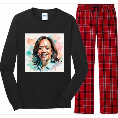 Kamala Pastel Portrait Kamala Harrits Art Kamala Harris Long Sleeve Pajama Set