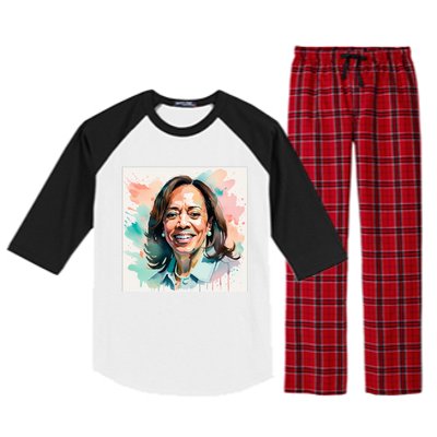 Kamala Pastel Portrait Kamala Harrits Art Kamala Harris Raglan Sleeve Pajama Set