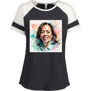 Kamala Pastel Portrait Kamala Harrits Art Kamala Harris Enza Ladies Jersey Colorblock Tee