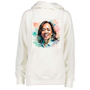 Kamala Pastel Portrait Kamala Harrits Art Kamala Harris Womens Funnel Neck Pullover Hood