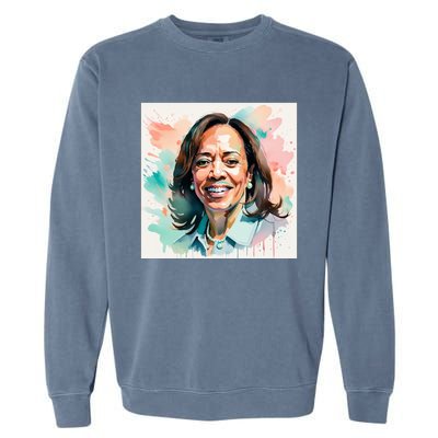 Kamala Pastel Portrait Kamala Harrits Art Kamala Harris Garment-Dyed Sweatshirt