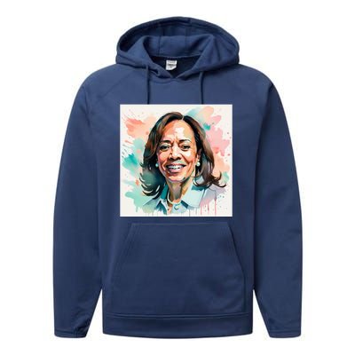 Kamala Pastel Portrait Kamala Harrits Art Kamala Harris Performance Fleece Hoodie