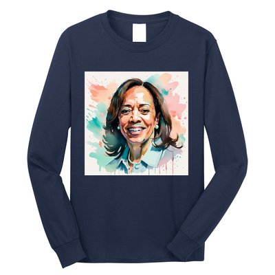 Kamala Pastel Portrait Kamala Harrits Art Kamala Harris Long Sleeve Shirt