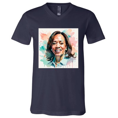 Kamala Pastel Portrait Kamala Harrits Art Kamala Harris V-Neck T-Shirt