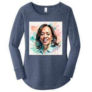 Kamala Pastel Portrait Kamala Harrits Art Kamala Harris Women's Perfect Tri Tunic Long Sleeve Shirt