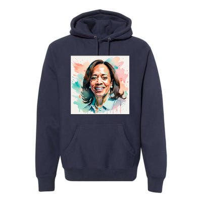 Kamala Pastel Portrait Kamala Harrits Art Kamala Harris Premium Hoodie