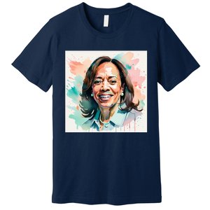 Kamala Pastel Portrait Kamala Harrits Art Kamala Harris Premium T-Shirt