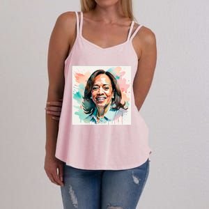 Kamala Pastel Portrait Kamala Harrits Art Kamala Harris Women's Strappy Tank