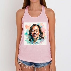 Kamala Pastel Portrait Kamala Harrits Art Kamala Harris Women's Knotted Racerback Tank