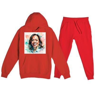 Kamala Pastel Portrait Kamala Harrits Art Kamala Harris Premium Hooded Sweatsuit Set