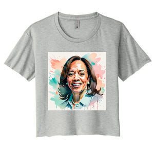 Kamala Pastel Portrait Kamala Harrits Art Kamala Harris Women's Crop Top Tee