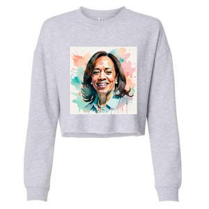 Kamala Pastel Portrait Kamala Harrits Art Kamala Harris Cropped Pullover Crew