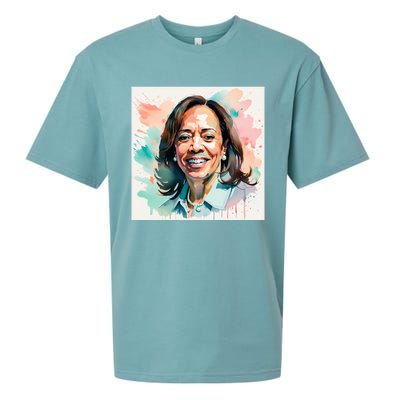 Kamala Pastel Portrait Kamala Harrits Art Kamala Harris Sueded Cloud Jersey T-Shirt