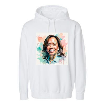 Kamala Pastel Portrait Kamala Harrits Art Kamala Harris Garment-Dyed Fleece Hoodie