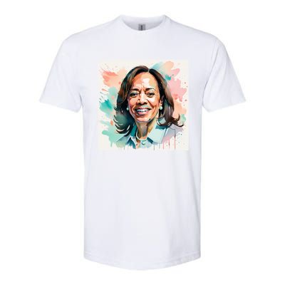 Kamala Pastel Portrait Kamala Harrits Art Kamala Harris Softstyle CVC T-Shirt