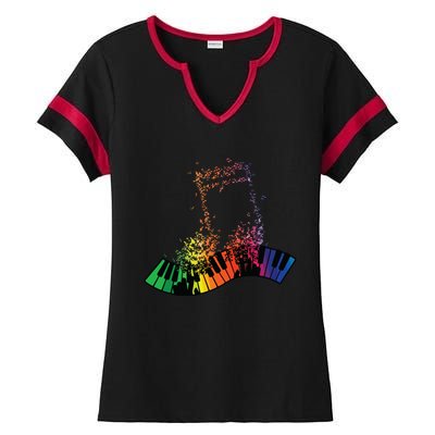 Keyboard Piano Player Funny Musician Keyboardist Gag Outfit Ladies Halftime Notch Neck Tee