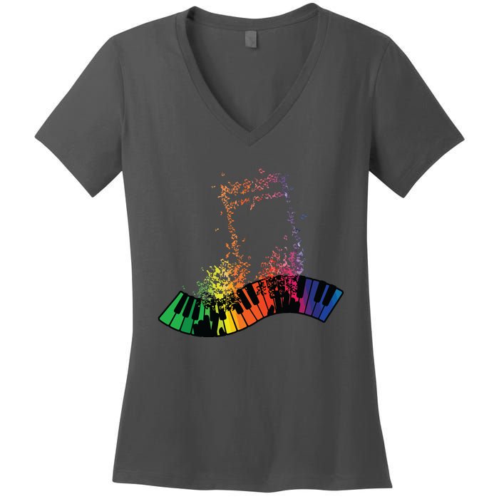 Keyboard Piano Player Funny Musician Keyboardist Gag Outfit Women's V-Neck T-Shirt