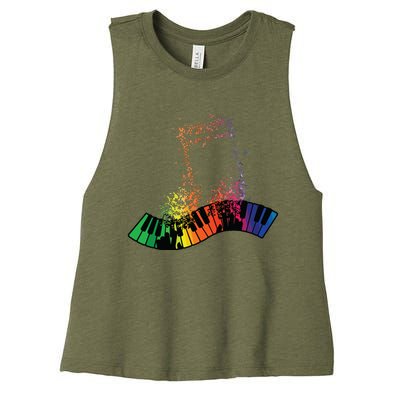 Keyboard Piano Player Funny Musician Keyboardist Gag Outfit Women's Racerback Cropped Tank