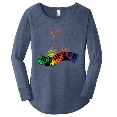 Keyboard Piano Player Funny Musician Keyboardist Gag Outfit Women's Perfect Tri Tunic Long Sleeve Shirt