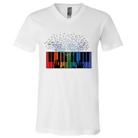 Keyboard Piano Player Funny Musician Keyboardist Gag Outfit V-Neck T-Shirt