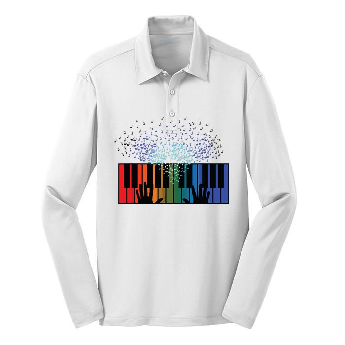 Keyboard Piano Player Funny Musician Keyboardist Gag Outfit Silk Touch Performance Long Sleeve Polo