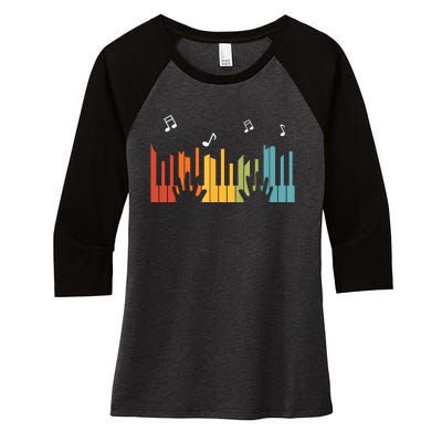 Keyboard Piano Player Gift Piano Women's Tri-Blend 3/4-Sleeve Raglan Shirt