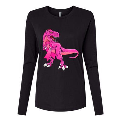 Kids Pink Ribbon Dinosaur Breast Cancer Awareness Boy Womens Cotton Relaxed Long Sleeve T-Shirt