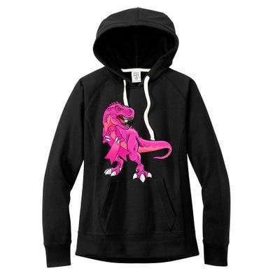 Kids Pink Ribbon Dinosaur Breast Cancer Awareness Boy Women's Fleece Hoodie