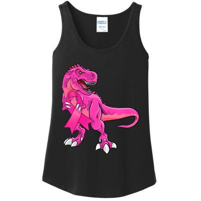 Kids Pink Ribbon Dinosaur Breast Cancer Awareness Boy Ladies Essential Tank