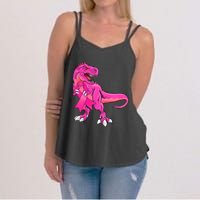 Kids Pink Ribbon Dinosaur Breast Cancer Awareness Boy Women's Strappy Tank