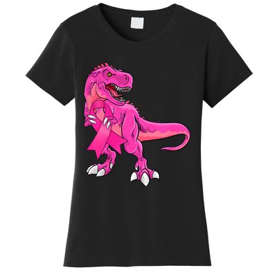 Kids Pink Ribbon Dinosaur Breast Cancer Awareness Boy Women's T-Shirt