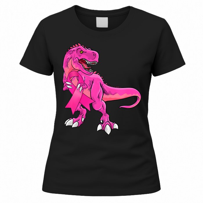 Kids Pink Ribbon Dinosaur Breast Cancer Awareness Boy Women's T-Shirt