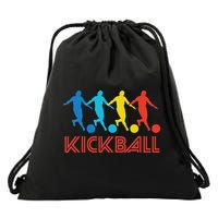 Kickball Player Retro Pop Art Kickball Graphic Drawstring Bag