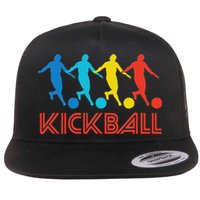 Kickball Player Retro Pop Art Kickball Graphic Flat Bill Trucker Hat
