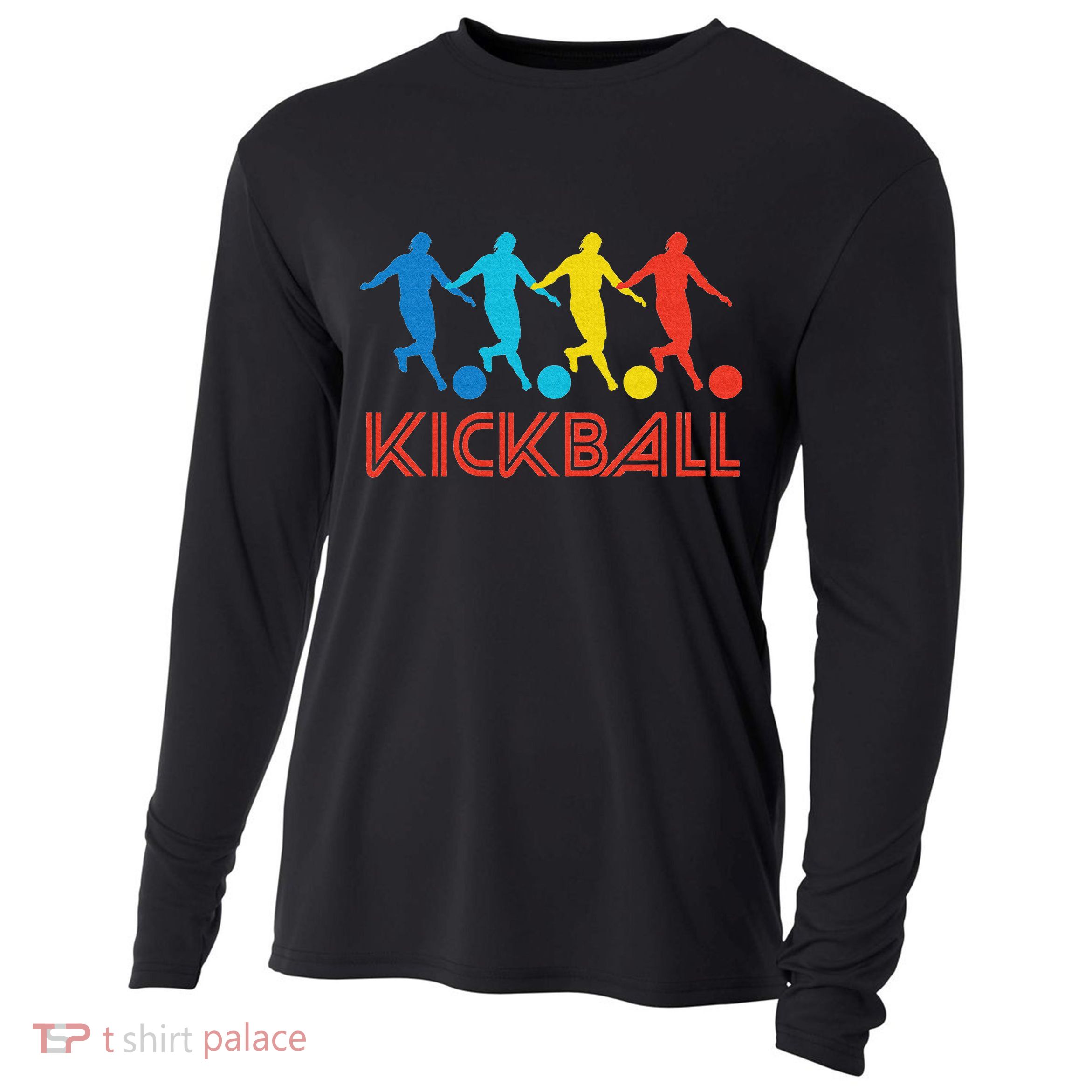 Kickball Player Retro Pop Art Kickball Graphic Cooling Performance Long Sleeve Crew
