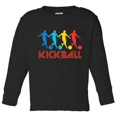 Kickball Player Retro Pop Art Kickball Graphic Toddler Long Sleeve Shirt