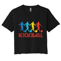 Kickball Player Retro Pop Art Kickball Graphic Women's Crop Top Tee