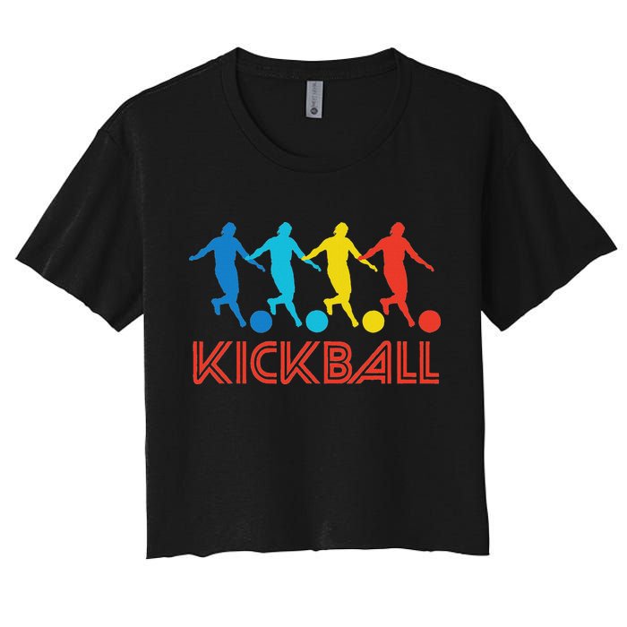 Kickball Player Retro Pop Art Kickball Graphic Women's Crop Top Tee