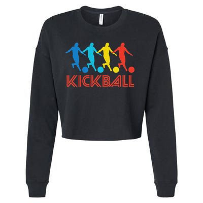 Kickball Player Retro Pop Art Kickball Graphic Cropped Pullover Crew