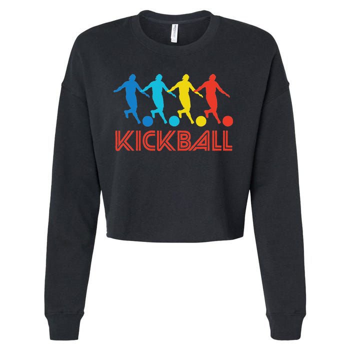 Kickball Player Retro Pop Art Kickball Graphic Cropped Pullover Crew