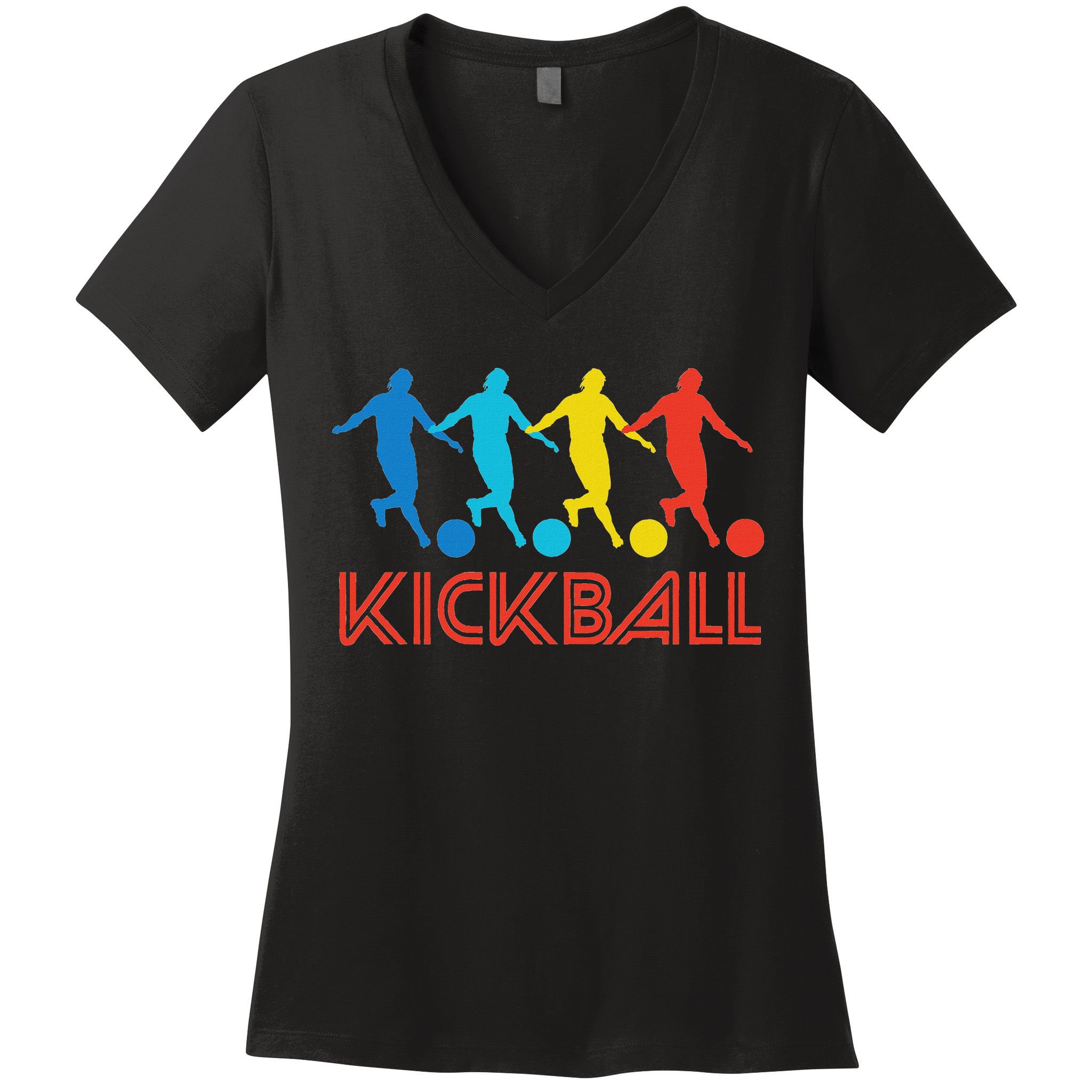 Kickball Player Retro Pop Art Kickball Graphic Women's V-Neck T-Shirt