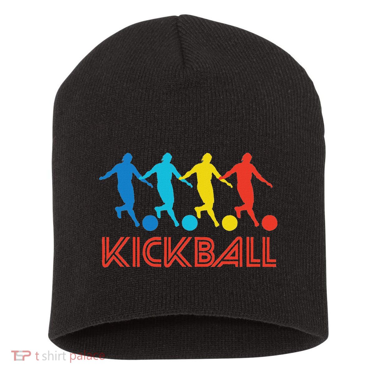 Kickball Player Retro Pop Art Kickball Graphic Short Acrylic Beanie