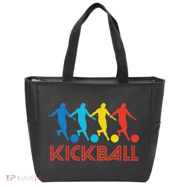 Kickball Player Retro Pop Art Kickball Graphic Zip Tote Bag