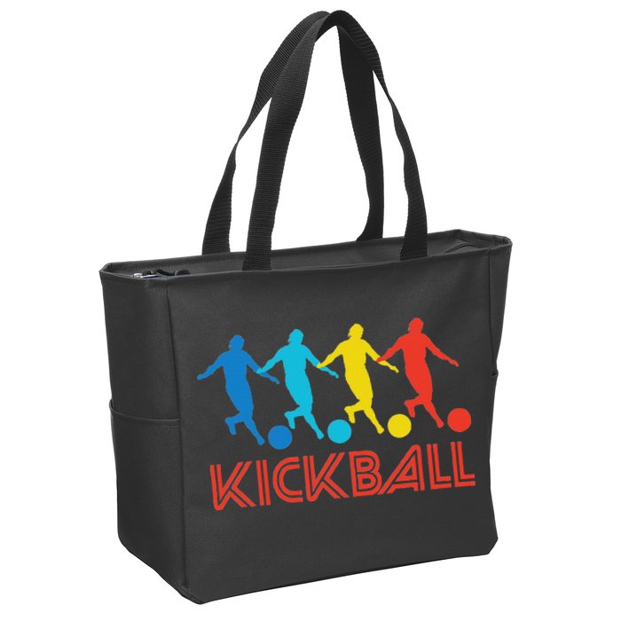 Kickball Player Retro Pop Art Kickball Graphic Zip Tote Bag